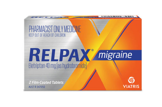 Relpax Migraine 40mg tablets 2 - Eletriptan – HealthEZ Pharmacy