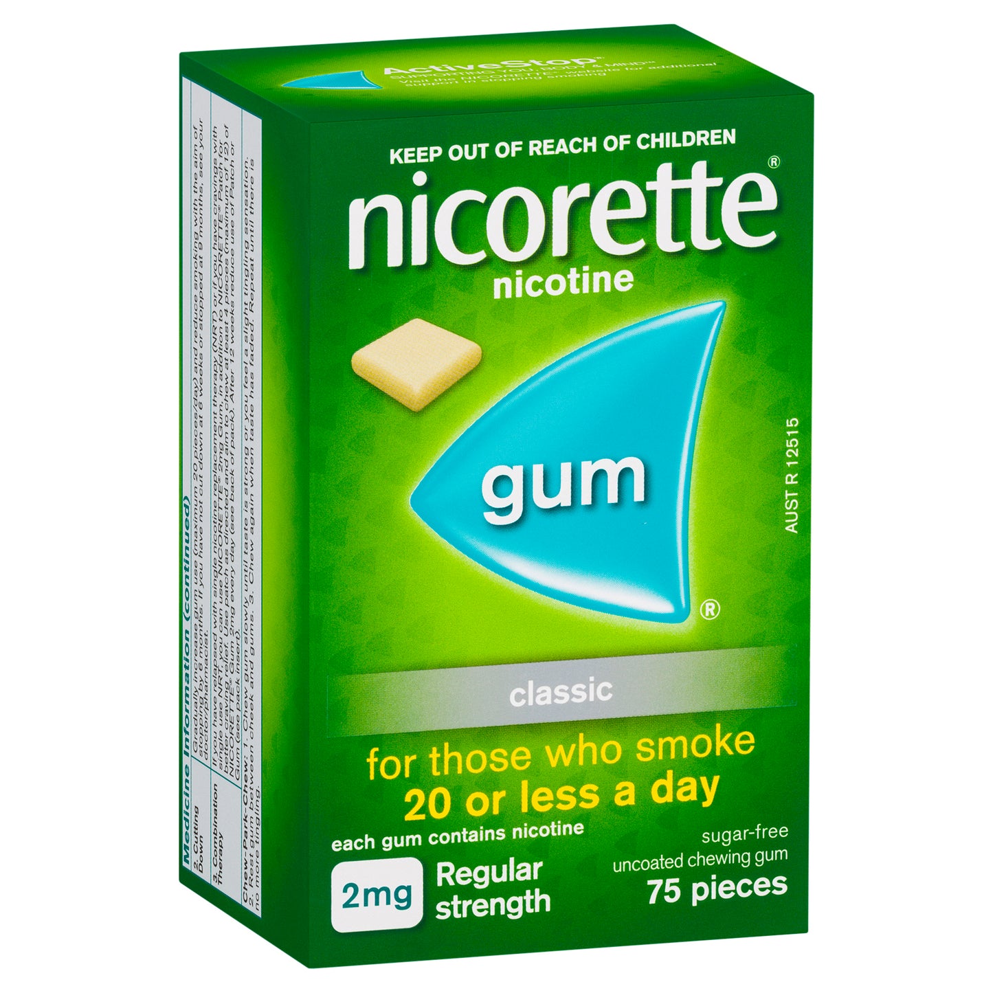 Nicorette Gum Classic 2 mg 75 Pack