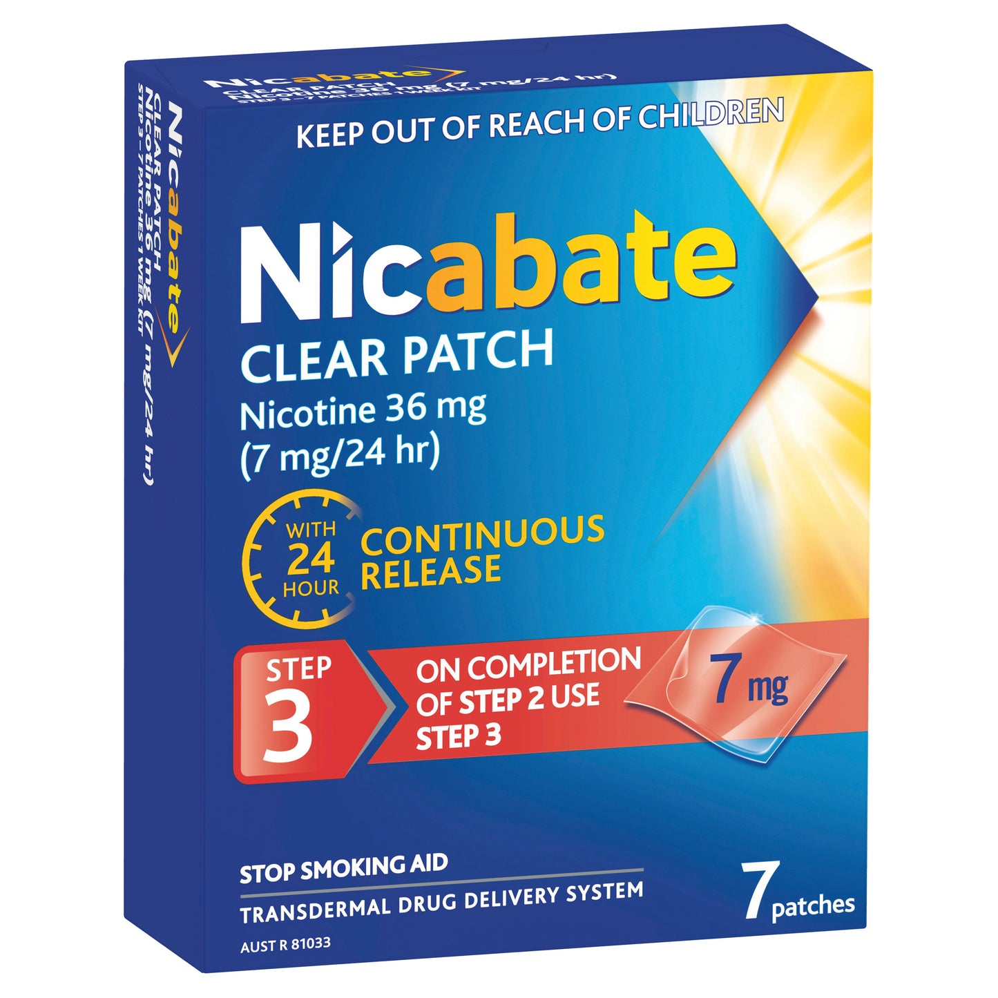 Nicabate Clear Patch 7 mg/24 hr 7 Pack
