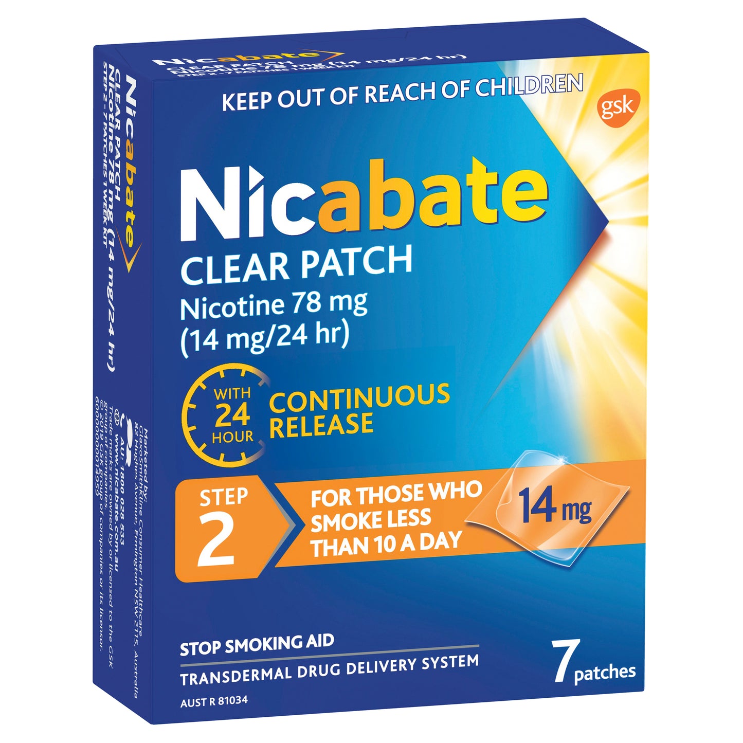 Nicabate Clear Patch 14 mg/24 hr 7 Pack