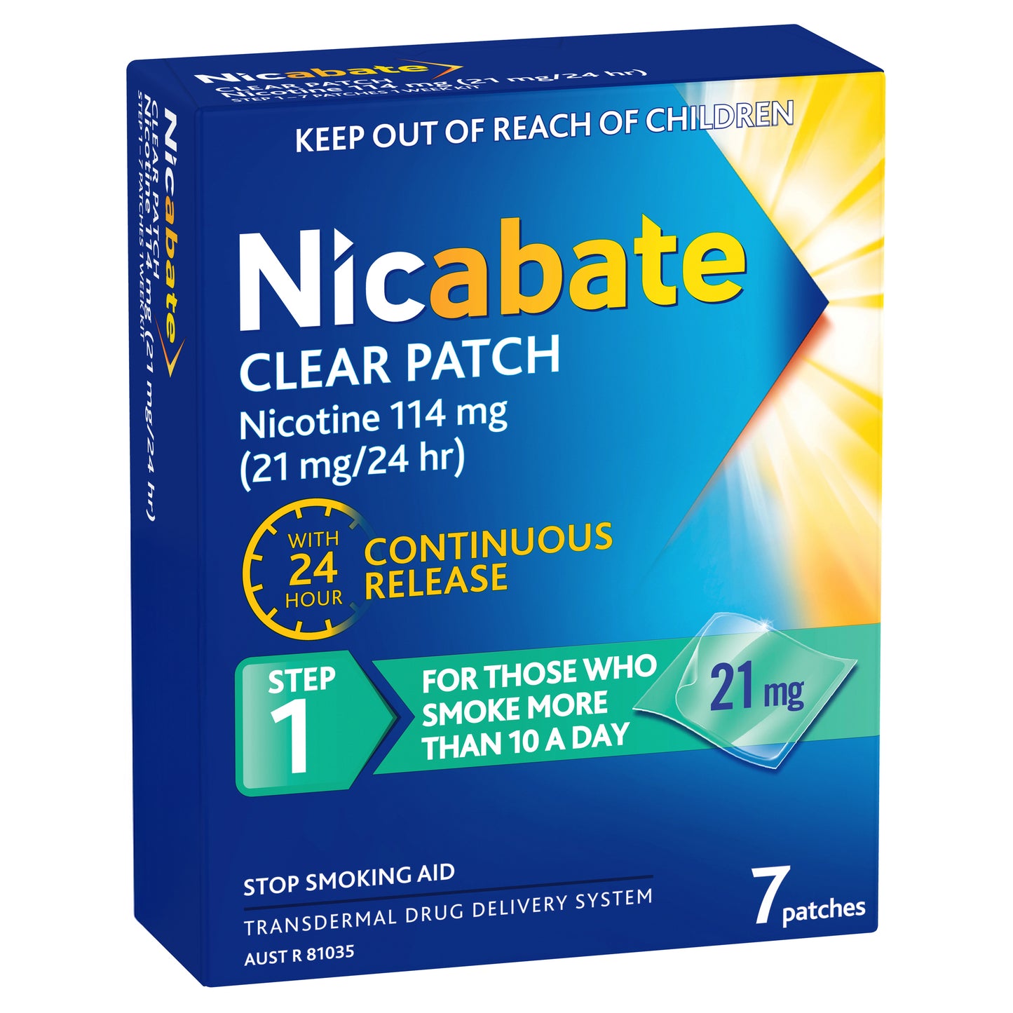 Nicabate Clear Patch 21 mg/24 hr 7 Pack