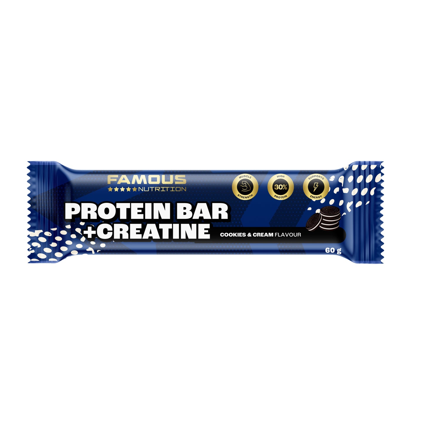 Famous Nutrition Protein + Creatine Bar Cookies & Cream 60g x12