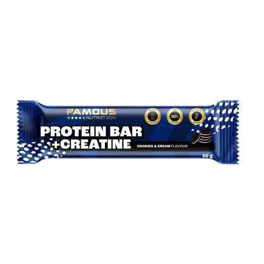 Famous Nutrition Protein + Creatine Bar Cookies & Cream 60g x12