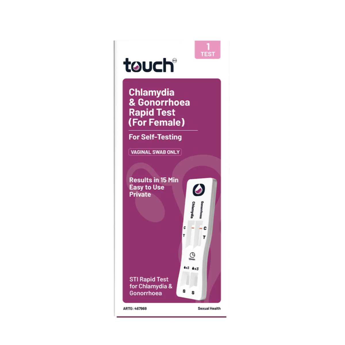 TouchBio Chlamydia and Gonorrhoea Rapid Test x1