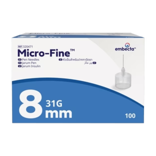 BD Micro-Fine  Pen Needles 31 Gauge 8 mm Box of 100 (needle only)