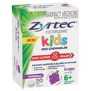 Zyrtec Cetirizine Kids Mini Chewables Grape Flavour 30 Tablets