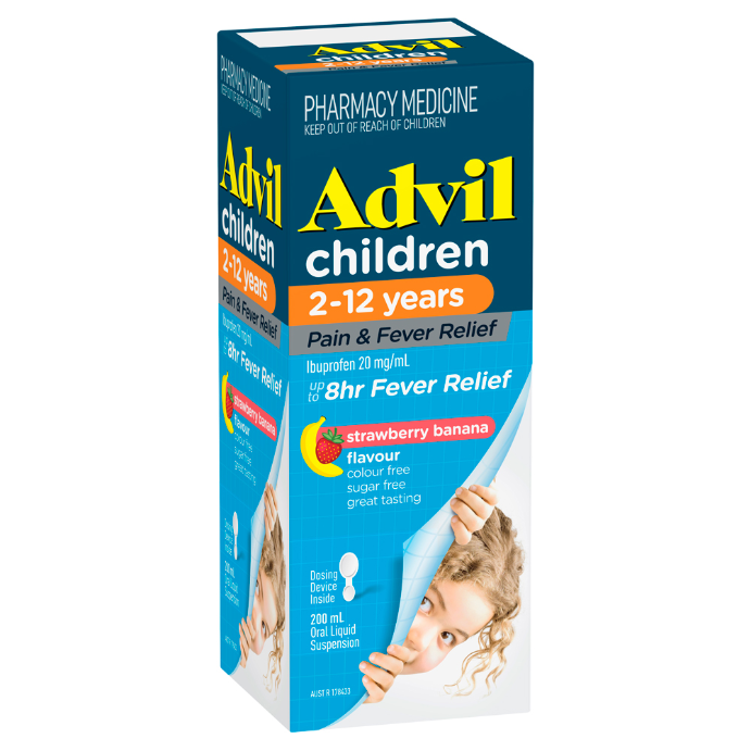 Advil Children 2-12 Years Suspension Strawberry Banana 200ml