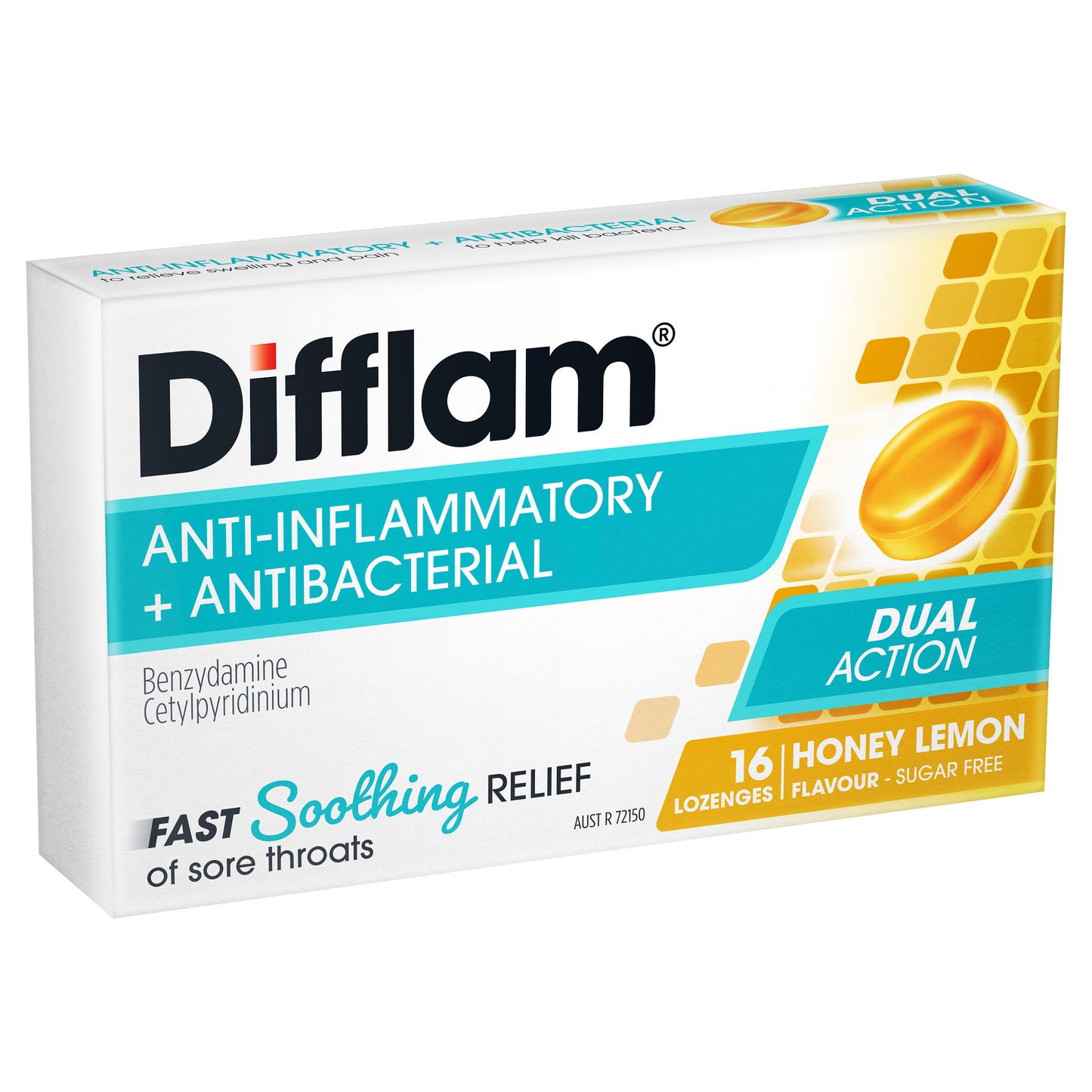 Difflam Lozenges Honey & Lemon Sugar Free 16