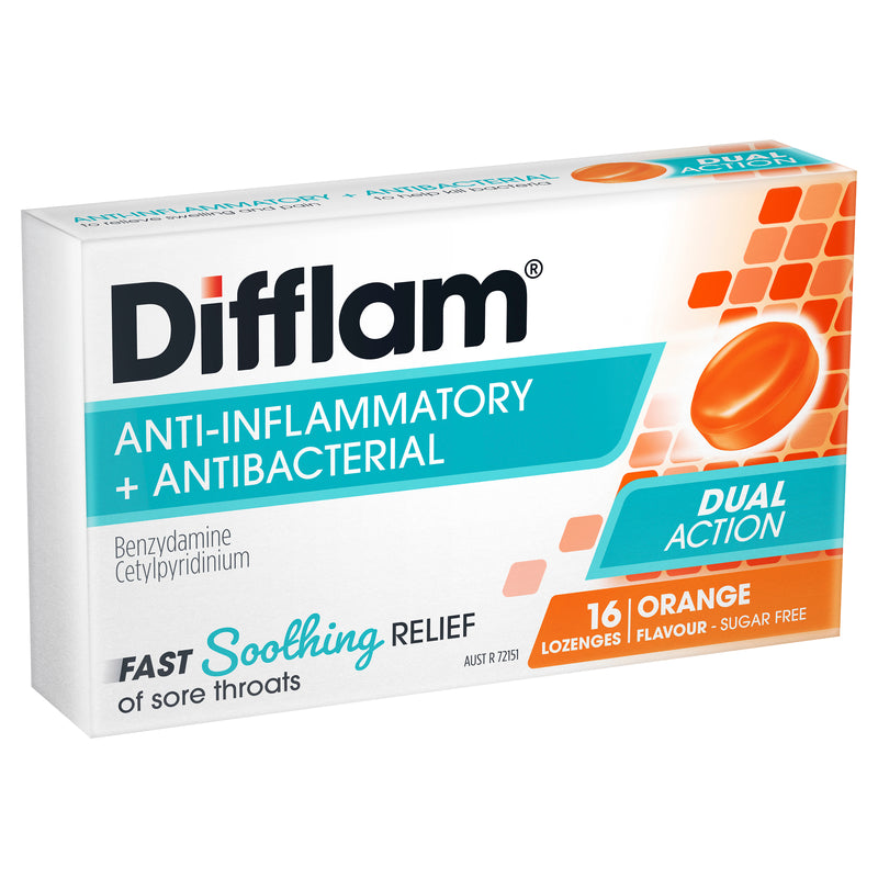 Difflam Lozenges Orange Sugar Free 16