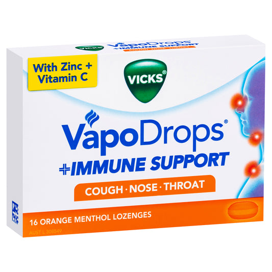 Vicks VapoDrops + Immune Support Orange Lozenges 16