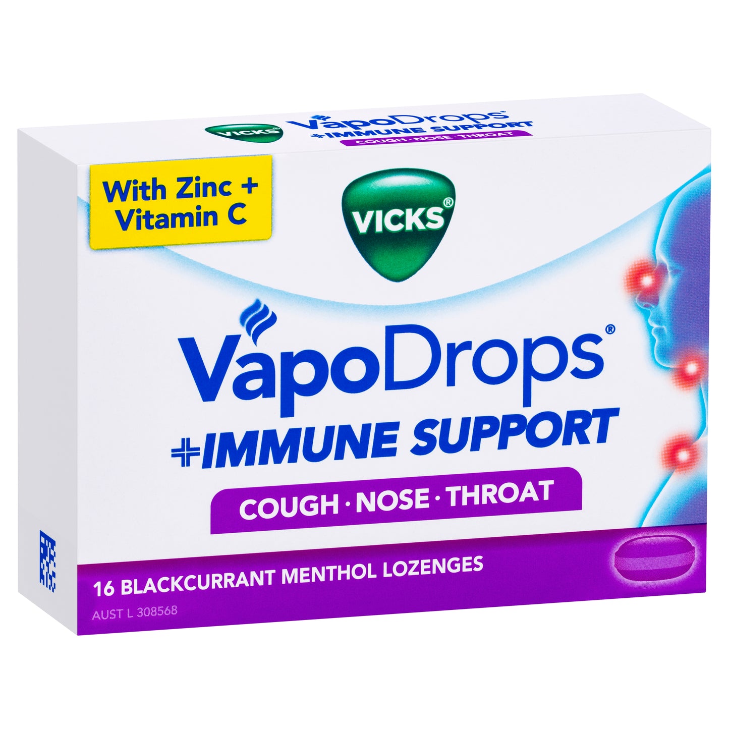 Vicks VapoDrops + Immune Support Blackcurrant Lozenges 16