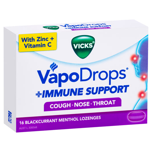 Vicks VapoDrops + Immune Support Blackcurrant Lozenges 16