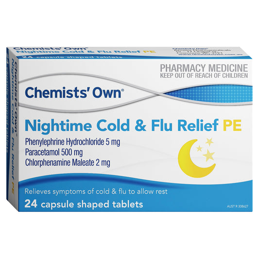 Chemist’s Own Night-Time Cold & Flu Relief PE Tablets 24