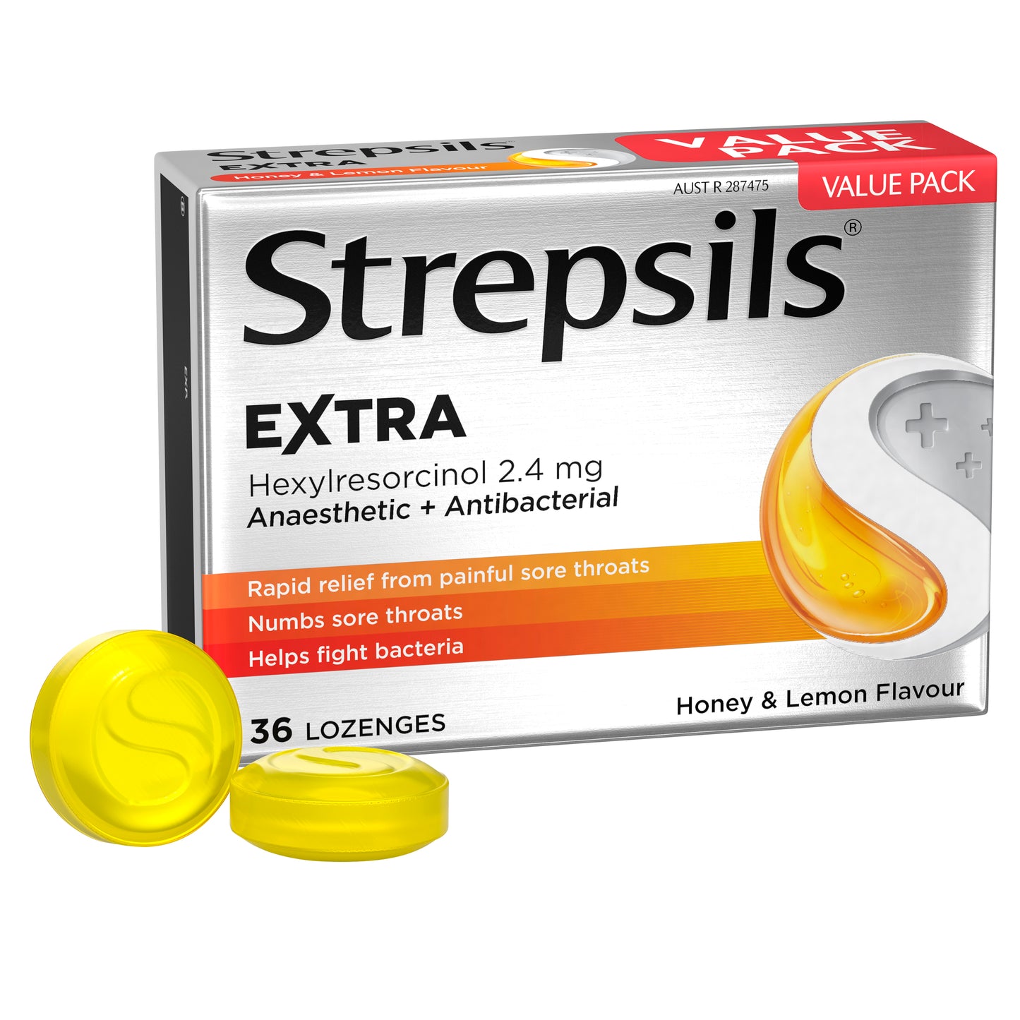 Strepsils Extra Honey & Lemon Lozenges 36