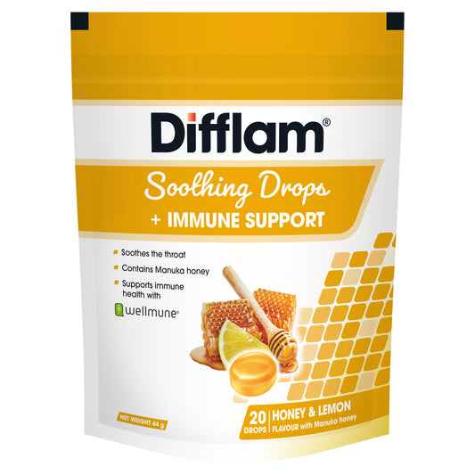 Difflam Soothing Drops + Immune Support Honey Lemon 20