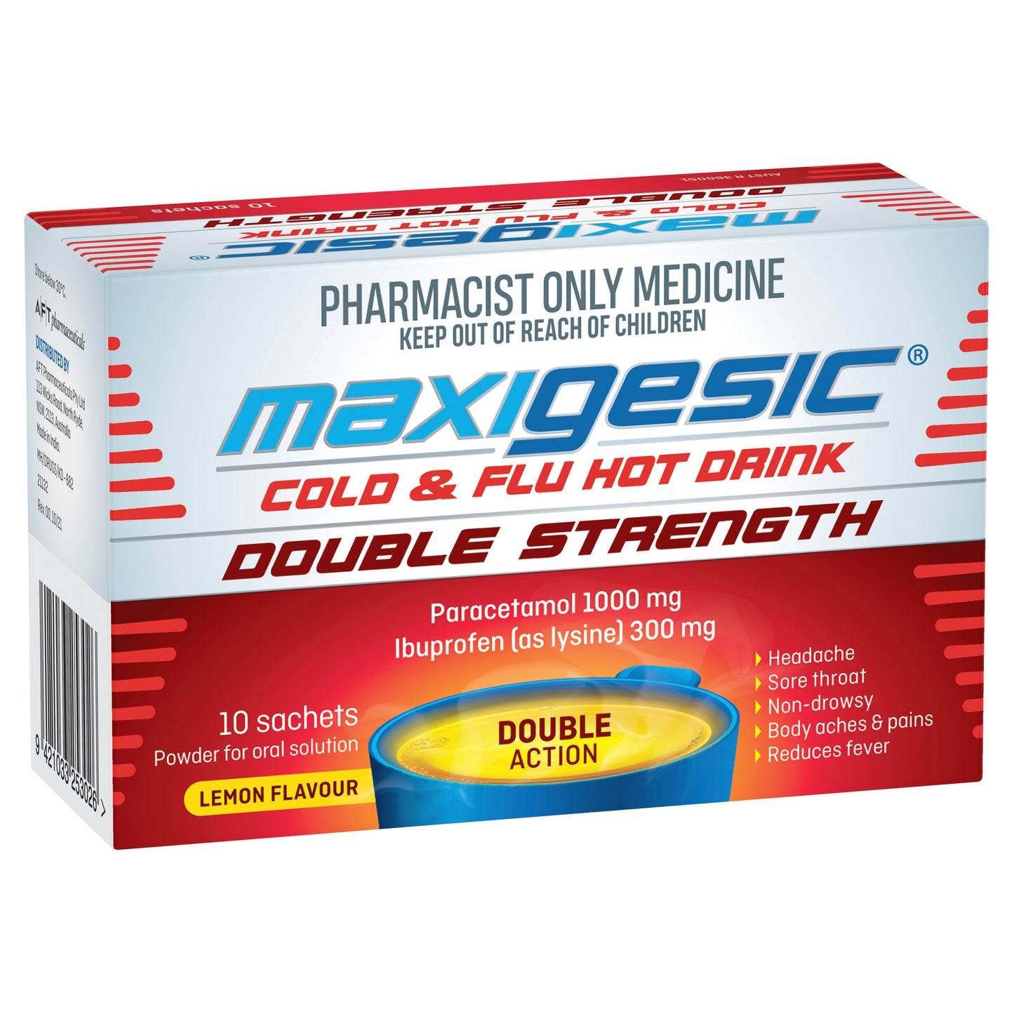 Maxigesic Cold & Flu Double Strength Sachets 1000mg/300mg 10