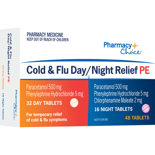 Pharmacy Choice Cold & Flu Day & Night PE Tablets 48  NF