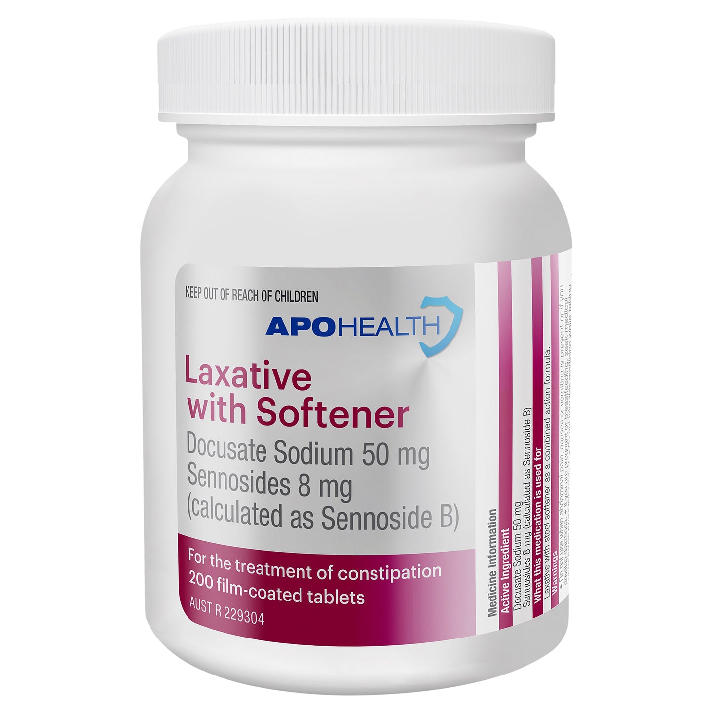APH Laxative with Stool Softener Tablets 50mg 200