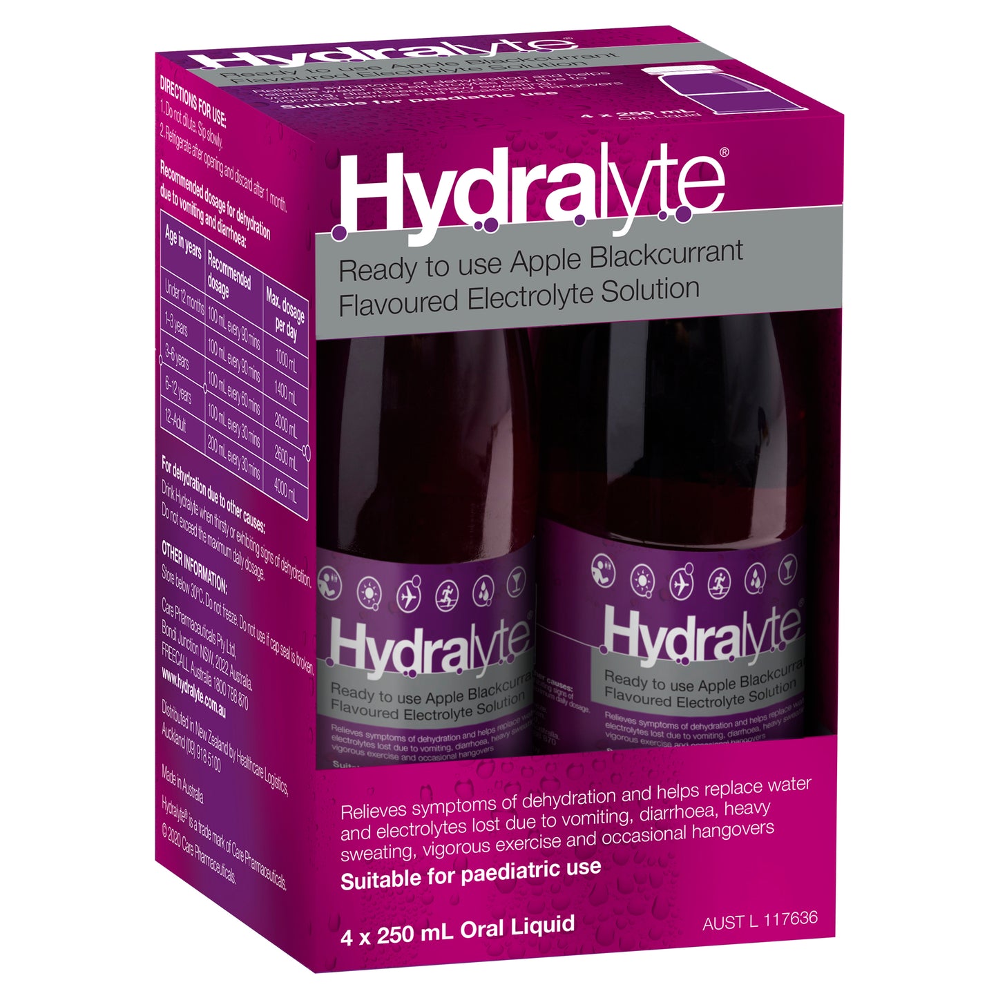 Hydralyte Liquid Apple Blackcurrant 250mL 4