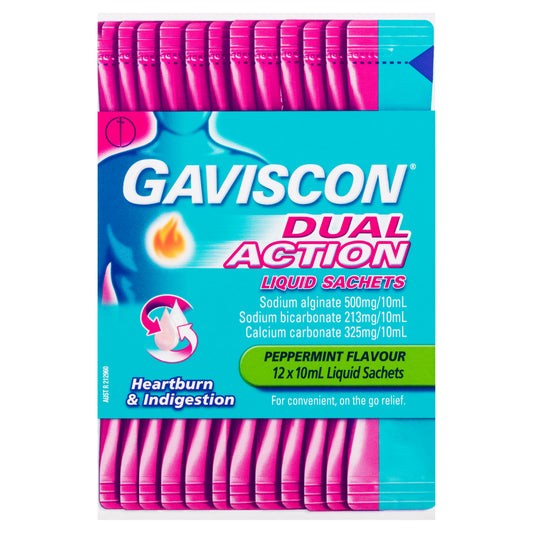 Gaviscon Liquid Dual Action Sachets Peppermint 10mL 12