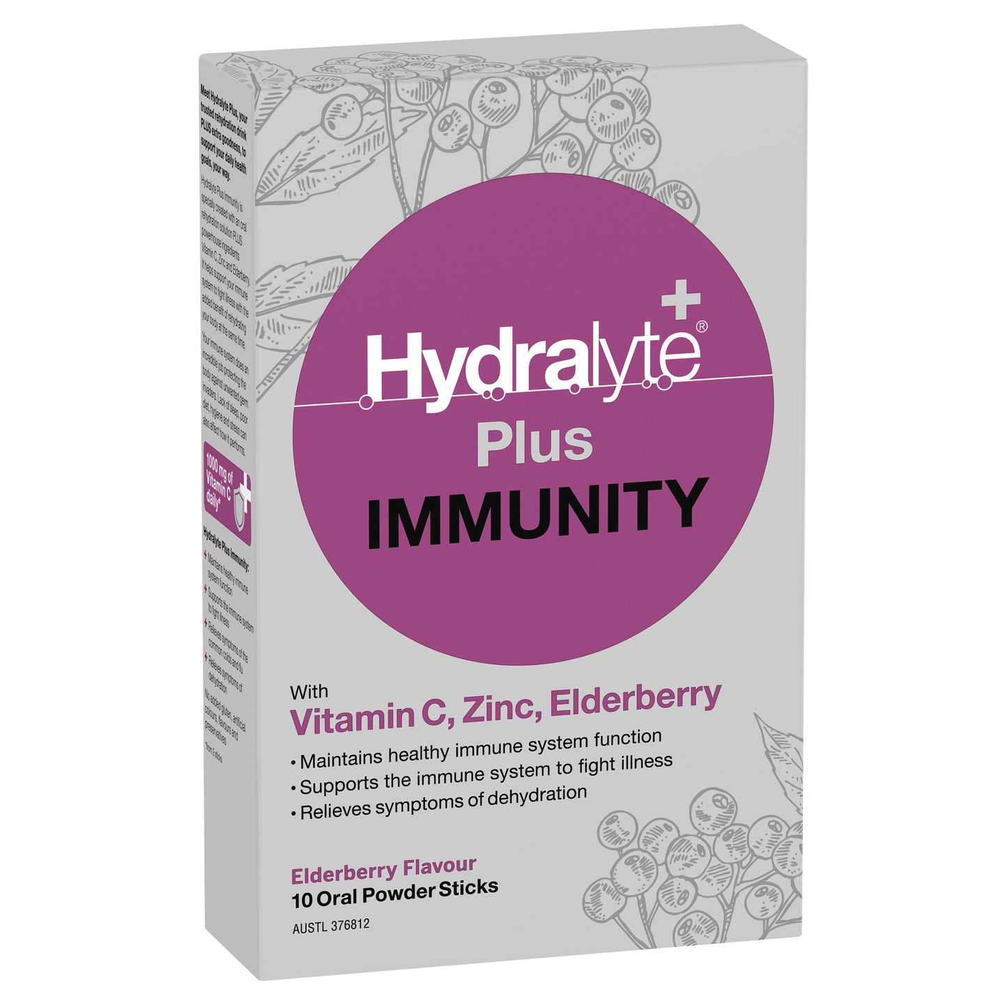 Hydralyte+ Immune Elderberry Powder Sticks 10