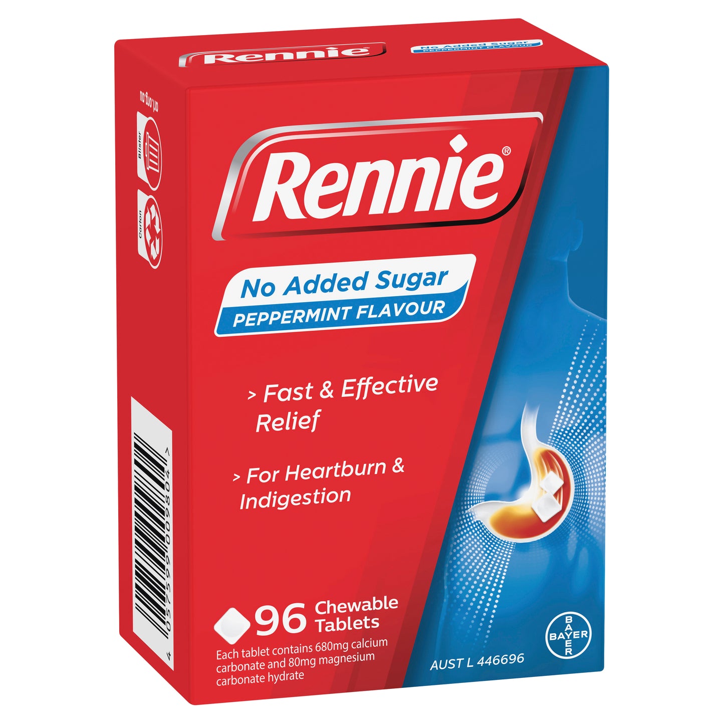 Rennie No Added Sugar Peppermint Tablets 96