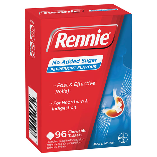 Rennie No Added Sugar Peppermint Tablets 96
