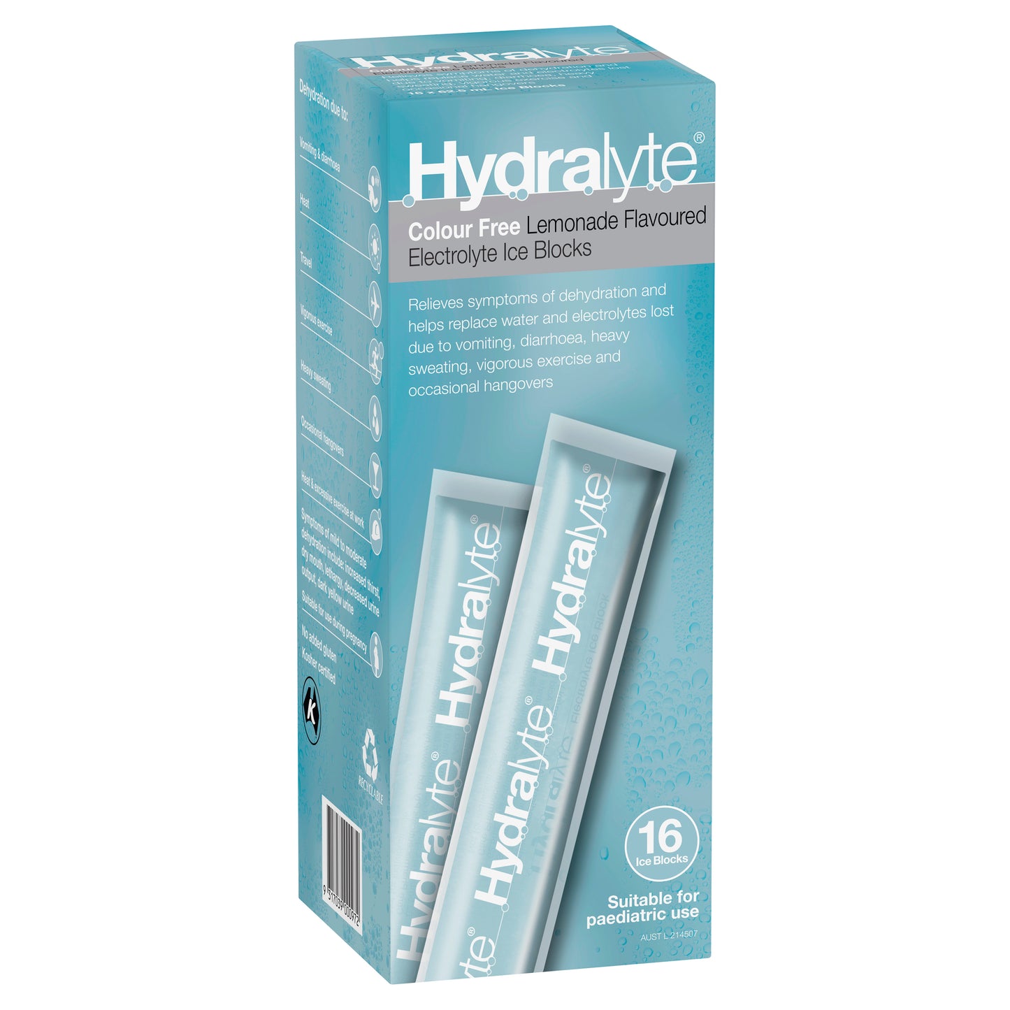 Hydralyte Cordial Free Lemonade Ice Blocks 16