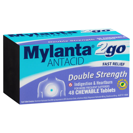 Mylanta 2Go Double Strength Chewable Tablets 48