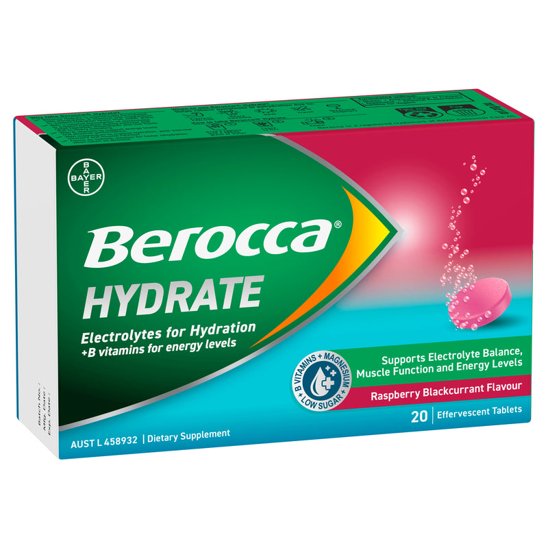 Berocca Effervescent Hydration Raspberry Blackcurrant Tablets 20