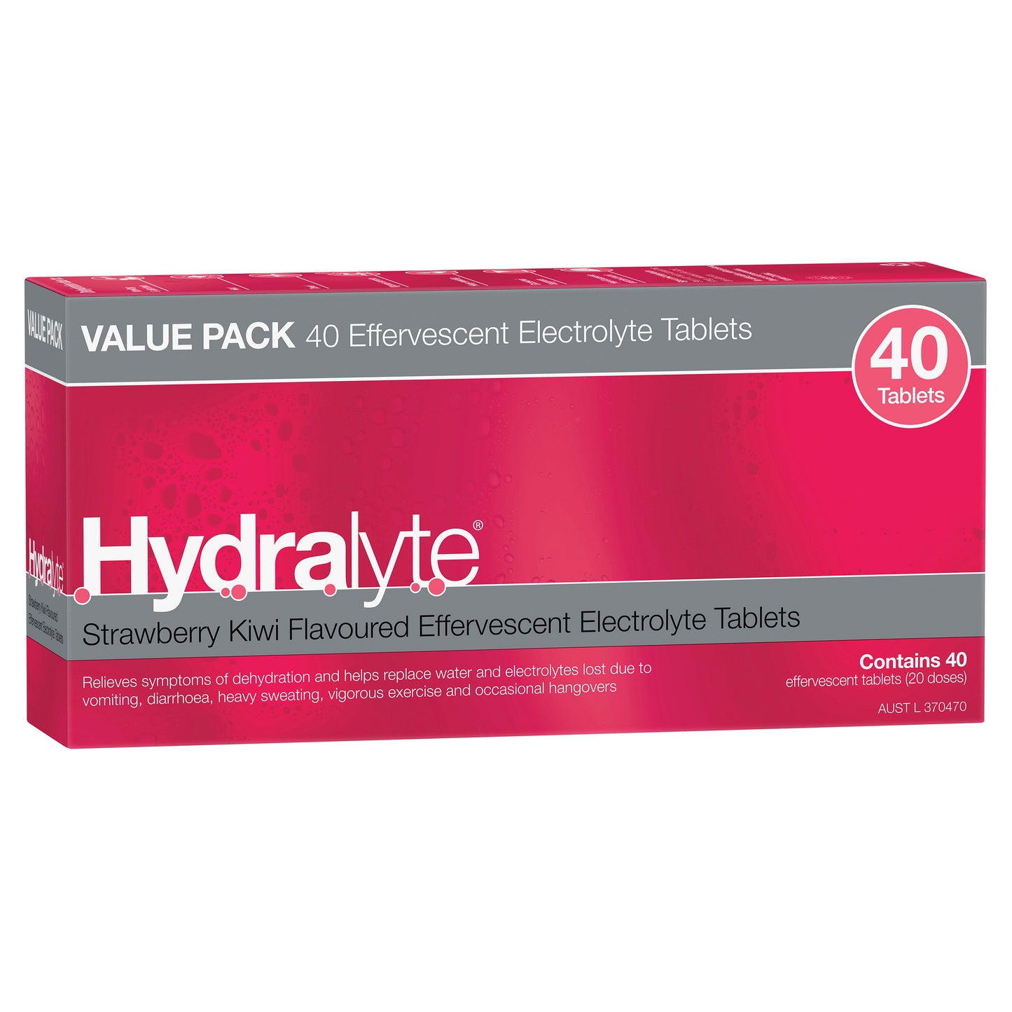 Hydralyte Effervescent Strawberry Kiwi Tablets 40