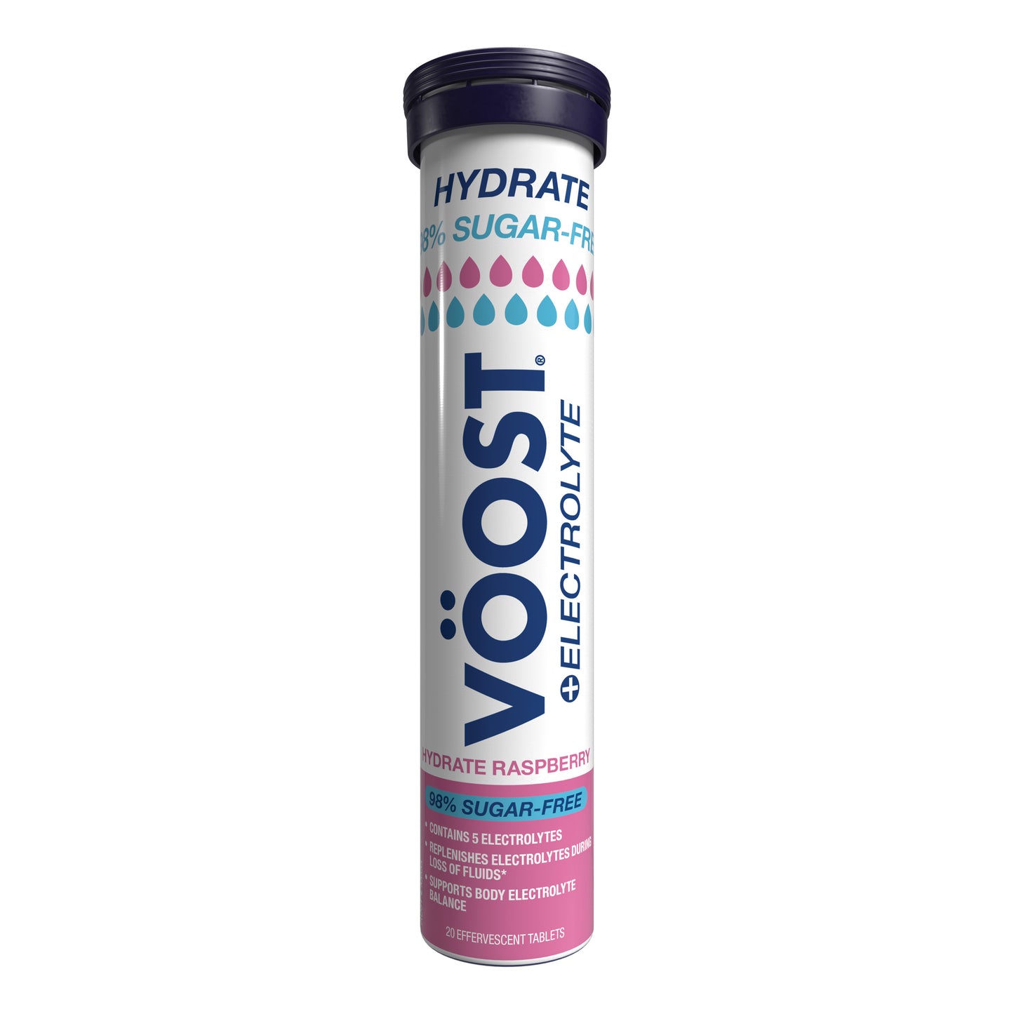 Voost Hydrate Effervescent 98% Sugar Free Raspberry Tablets 20