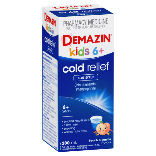 Demazin Cold Relief Blue Syrup 200mL