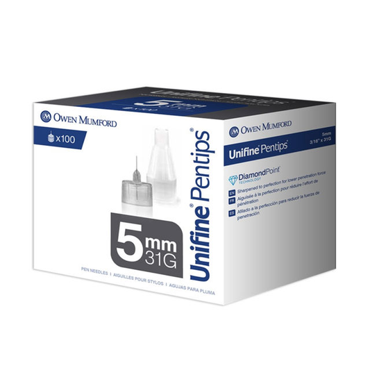 Unifine Pentips Insulin Pen Needles 31 Gauge 5 mm Box of 100