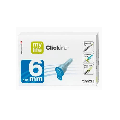 Mylife Clickfine Insulin Pen Needles 31 Gauge 6 mm Box of 100