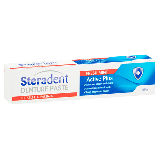 Steradent Denture Paste Active Plus Toothpaste Fresh Peppermint 115g
