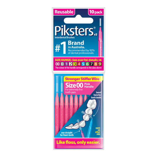 Piksters Size 00 Pink Interdental Brushes 10pk
