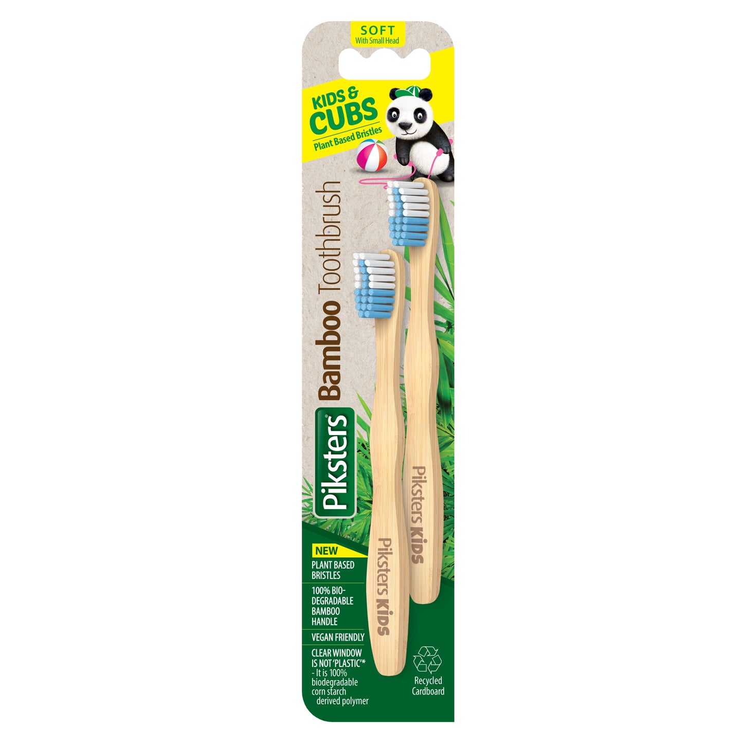 Piksters Premium Bamboo Kids Toothbrush 2pk