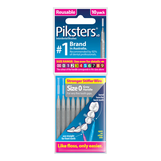 Piksters Interdental Brushes Size 0 Grey 10pk