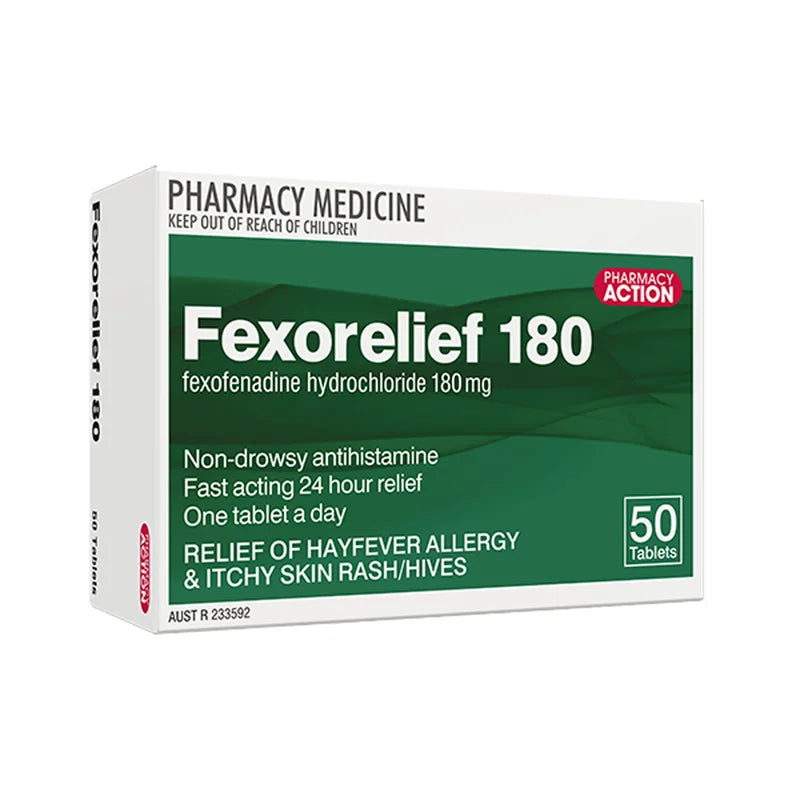 Pharmacy Action Fexorelief Fexofenadine 180mg Tablets 50