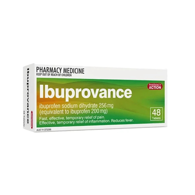 Pharmacy Action Ibuprovance (Ibuprofen lysine 256mg equiv. ibuprofen 200mg) Tablets 48