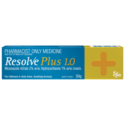 Resolve Plus 1%/2% Cream 30g - Hydrocortisone + Miconazole
