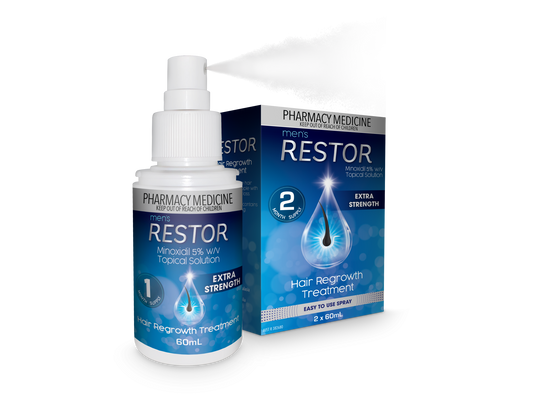 RESTOR Men Extra Strength 5% Minoxidil Spray 60 mL x2