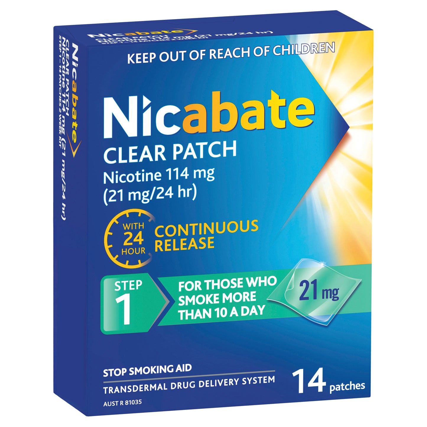Nicabate Clear Patch 21 mg/24 hr 14 Pack (2 Week Supply)
