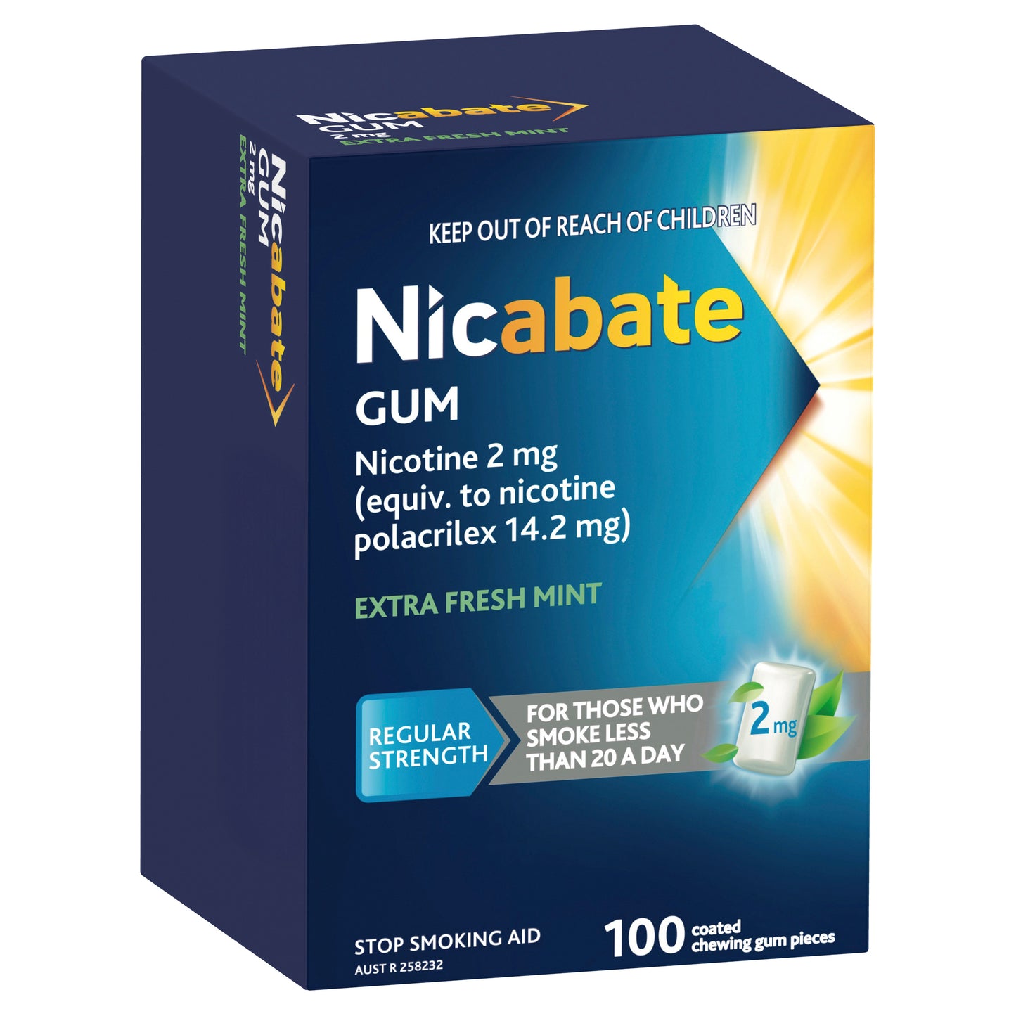 Nicabate Gum Extra Freshmint 2 mg 100 Pack