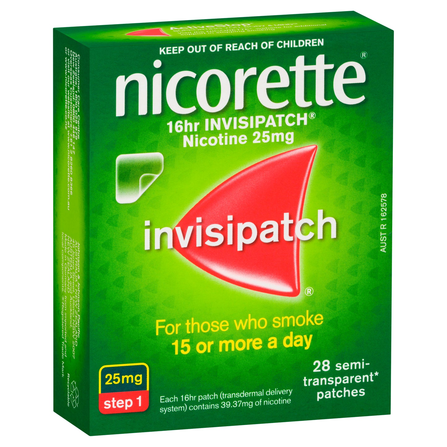 Nicorette 16hr InvisiPatch Step 1 25 mg 28 Pack
