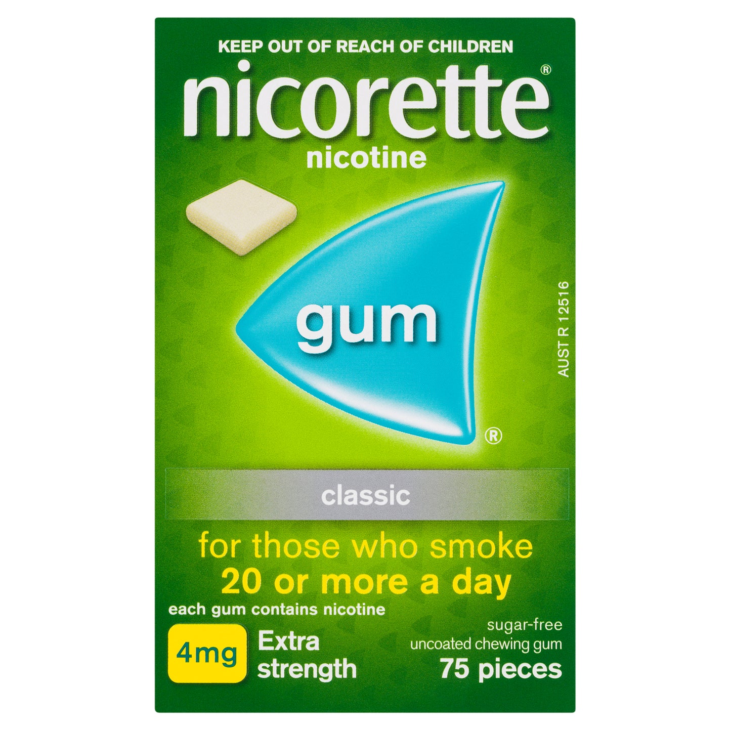 Nicorette Gum Classic 4 mg 75 Pack