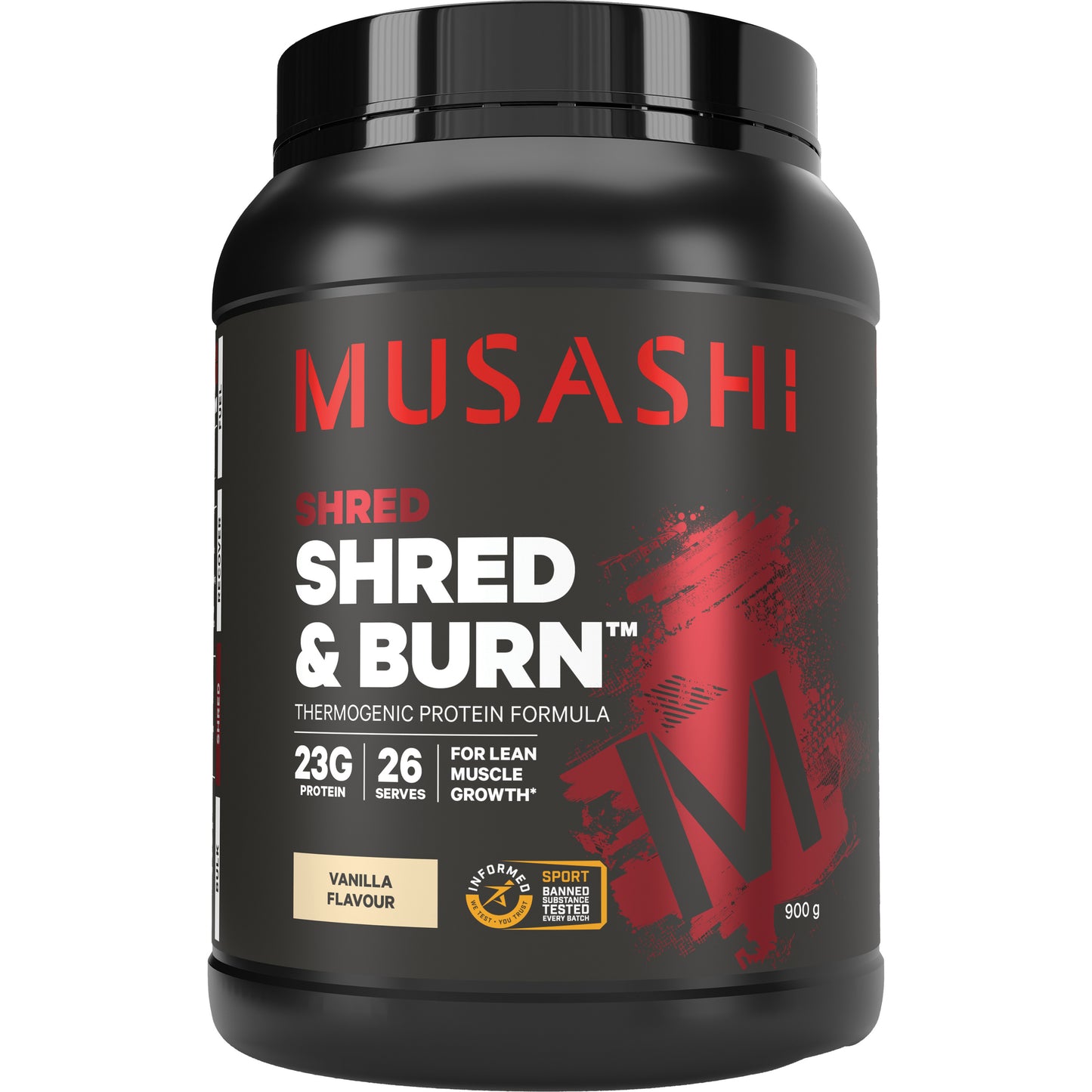 Musashi Shred & Burn Protein Powder Vanilla 900g