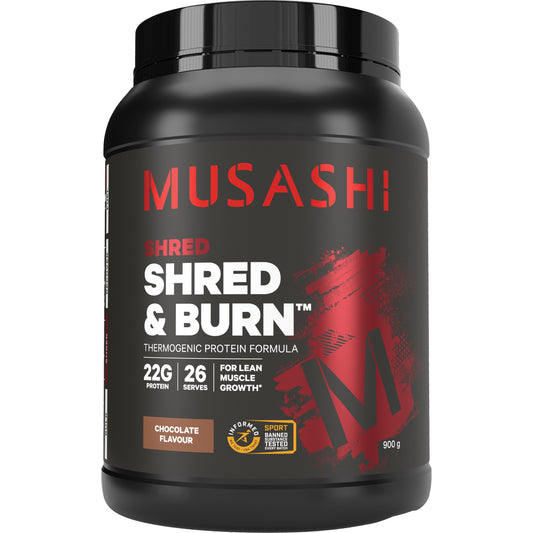 Musashi Shred & Burn Protein Powder Chocolate 900g