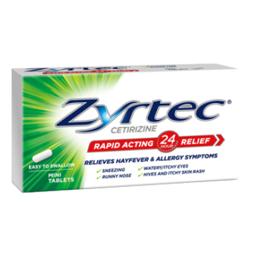 Zyrtec Cetirizine Rapid Acting Allergy Antihistamine & Hayfever 10mg Tablets 10